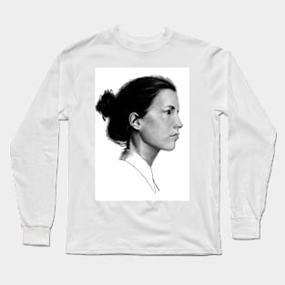 charcoal portrait on paper Long Sleeve T-Shirt